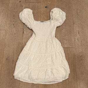 Elegant white Puff Sleeve Dress-size small